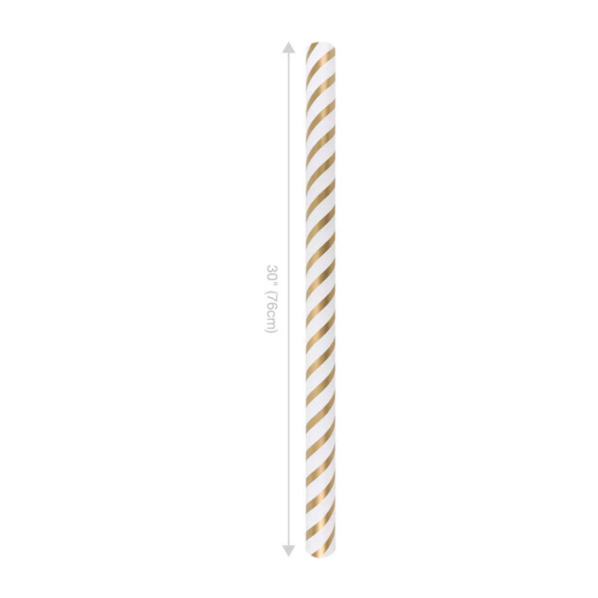 30" x 10' White Gold Diagonal Stripe Wrapping Paper, White and Gold Wrapping Paper, Christmas Wrapping Paper