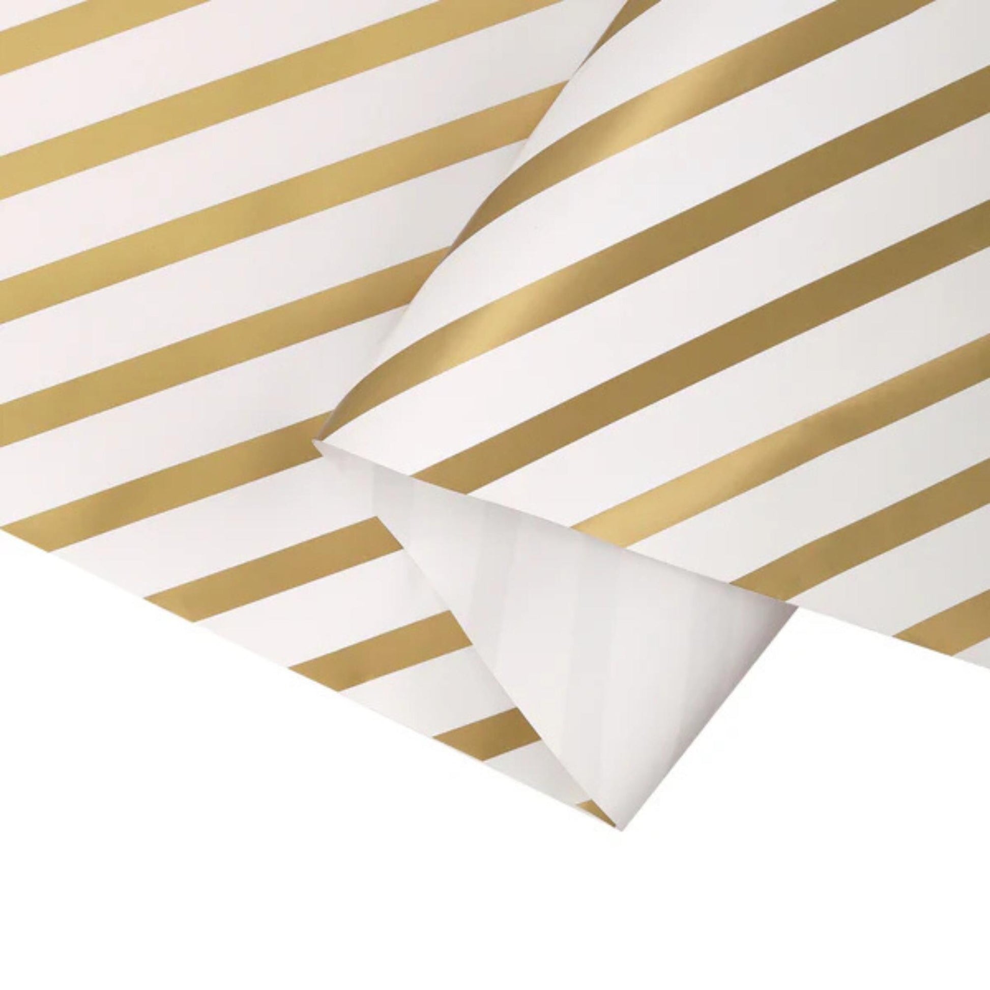 30" x 10' White Gold Diagonal Stripe Wrapping Paper, White and Gold Wrapping Paper, Christmas Wrapping Paper
