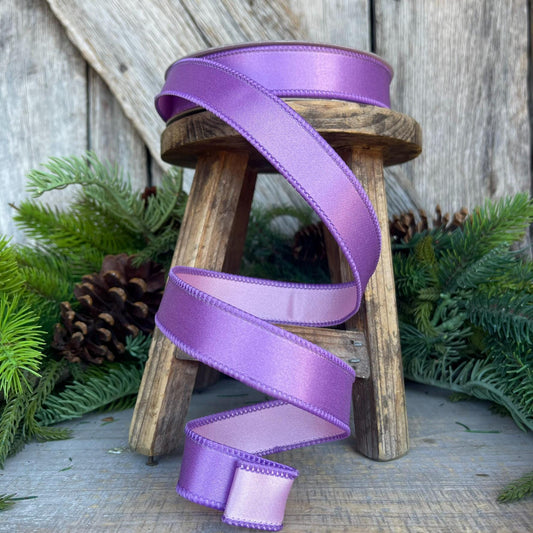 1" Purple Lavender Pink Wired Ribbon, Farrisilk Ribbon, Satin Ribbon