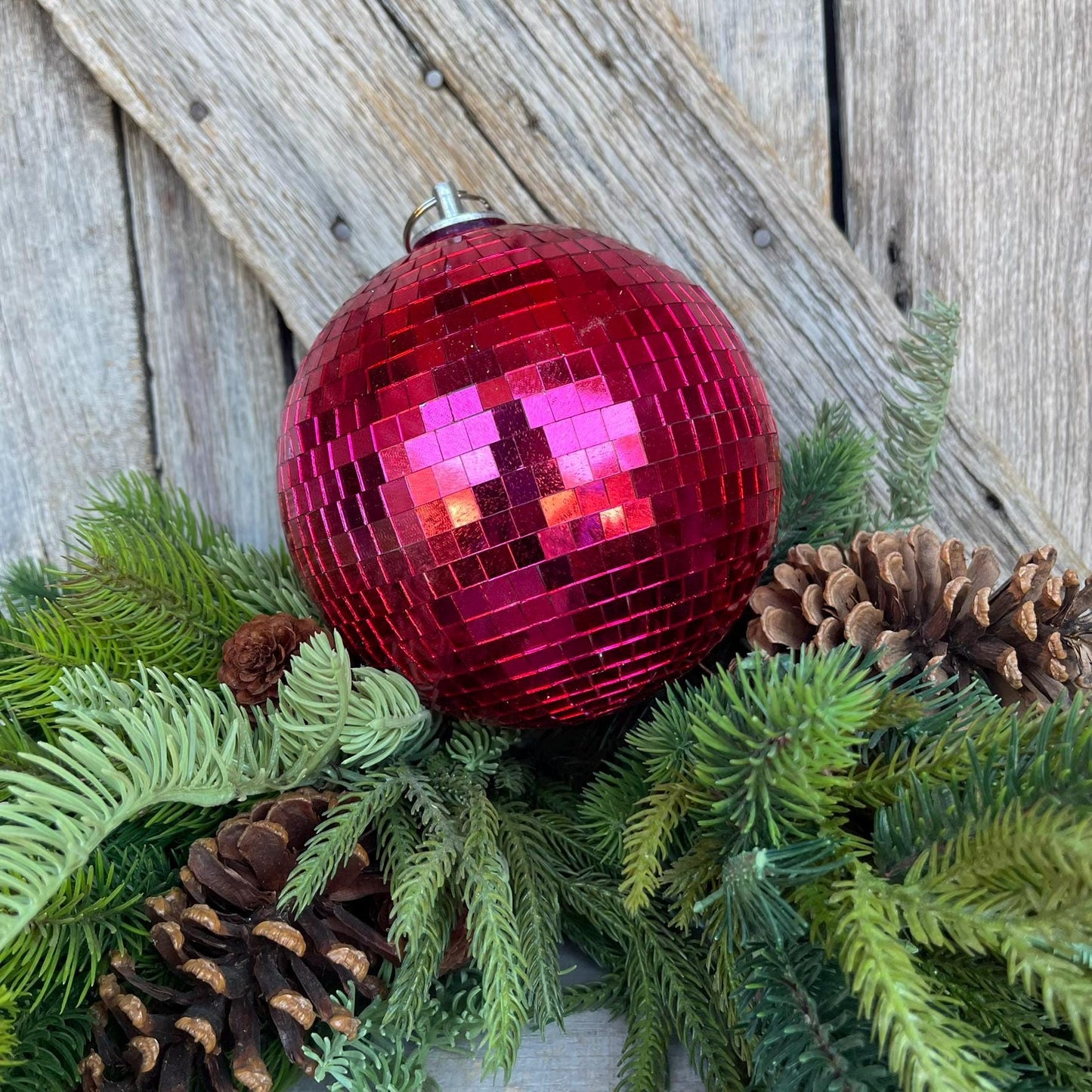 6" Hot Pink Disco Ball Ornament, Hot pink Disco Ball, Large Pink Ornament