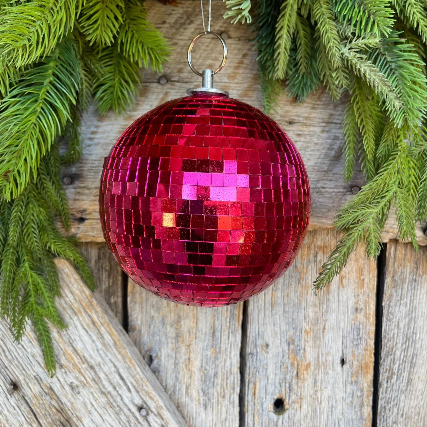 6" Hot Pink Disco Ball Ornament, Hot pink Disco Ball, Large Pink Ornament