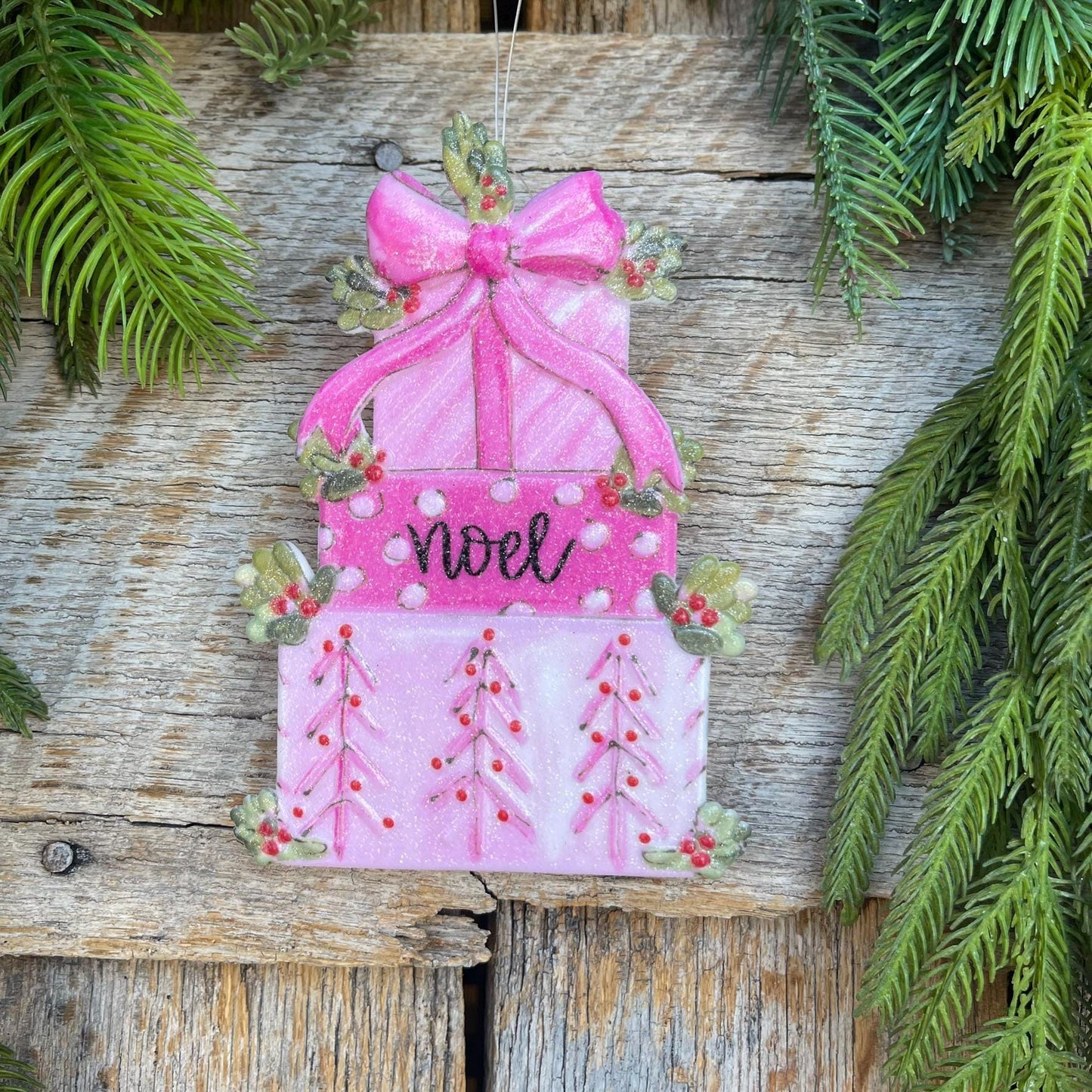 6" Pink Present Ornament, Pink Christmas Ornaments, Pinkmas Ornaments
