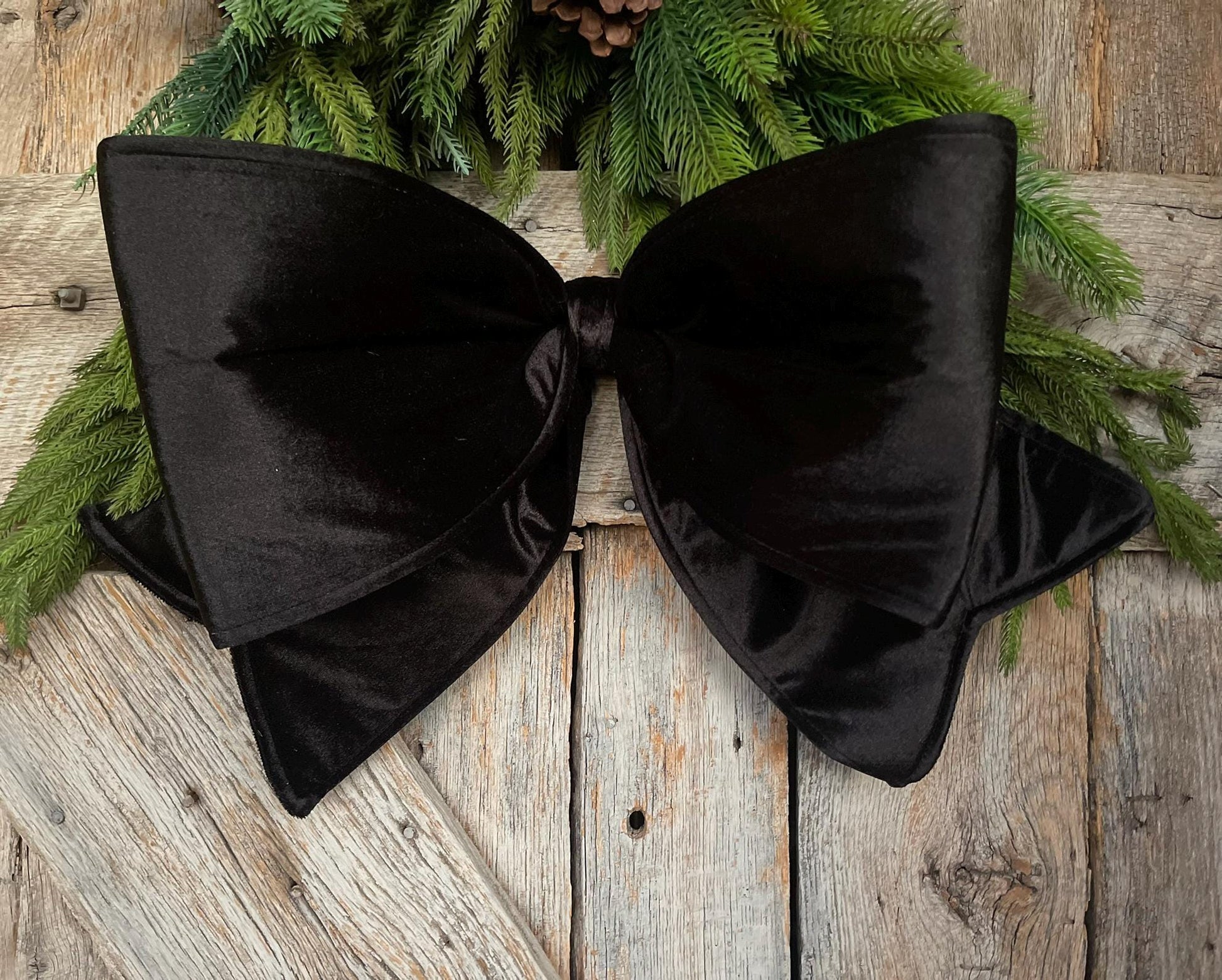 24" Black Velvet Bow, Farrisilk Bow, Tree Bow