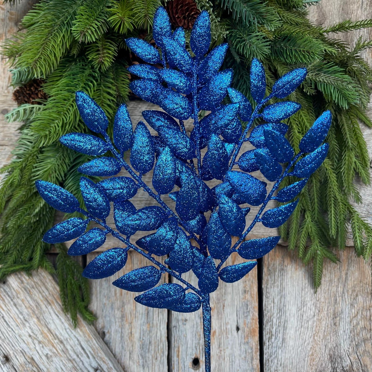 22" Blue Honey Locust Spray, Blue Christmas Spray, Blue Christmas Tree Spray
