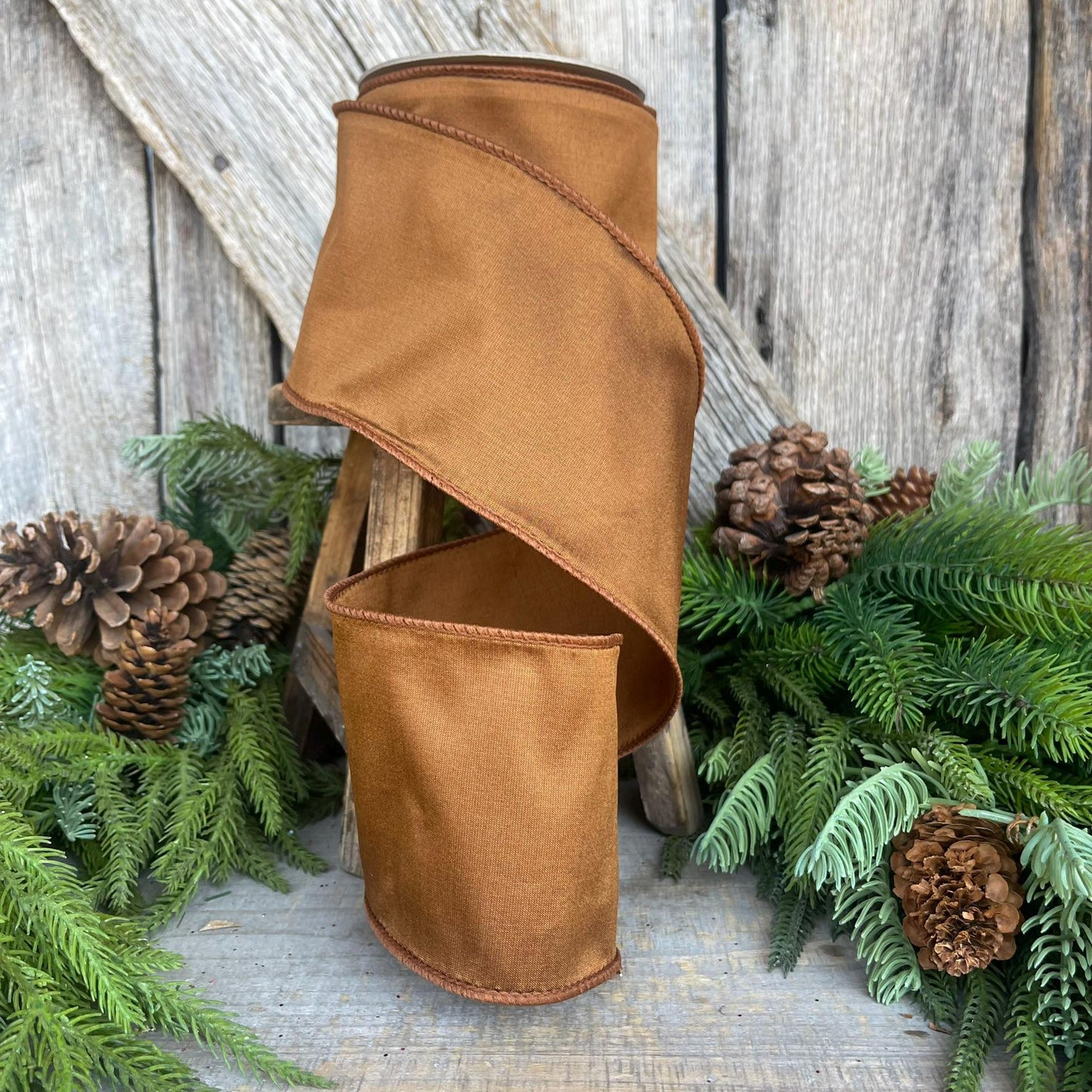 4” Pecan Brown Taffeta Ribbon, Farrisilk ribbon, Taffeta ribbon