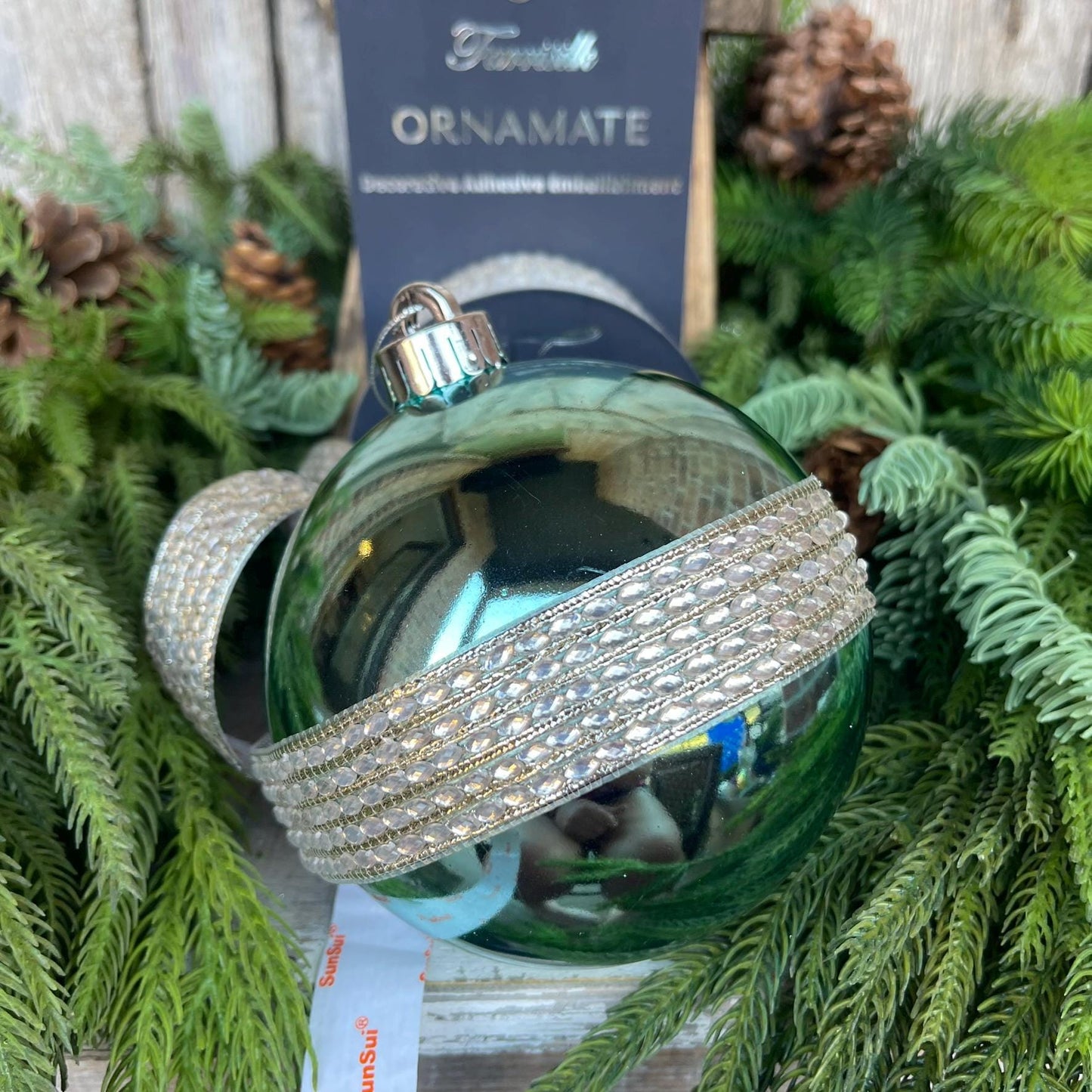 1" Platinum Queen Victoria Ornamate, Farrisilk Stick On Jewels, Platinum Gold Self Adhesive Jewel Tape