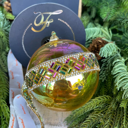 1" Multicolored Jubilee Jewel Ornamate, Farrisilk Stick On Jewels, Iridescent Self Adhesive Jewel Tape