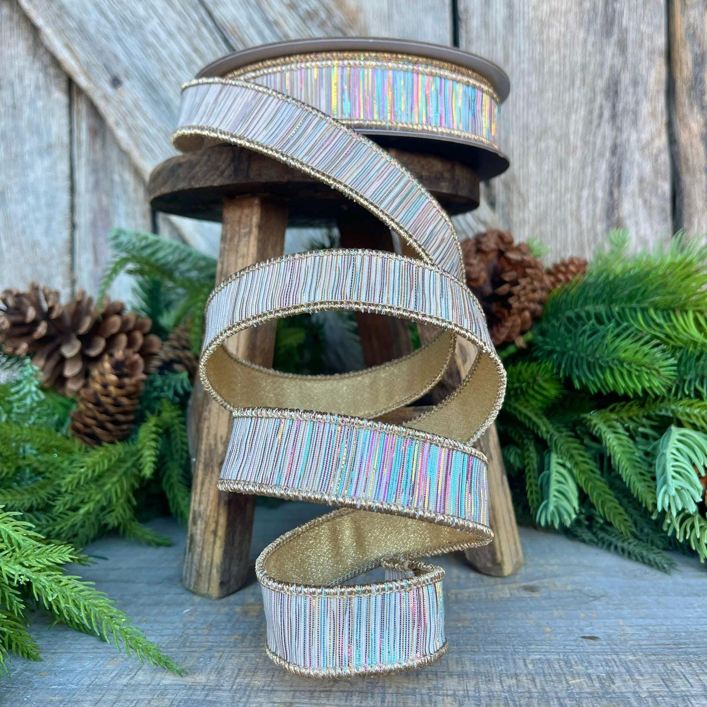 1" Tinsel Ribbon, Farrisilk Ribbon, Rainbow Ribbon