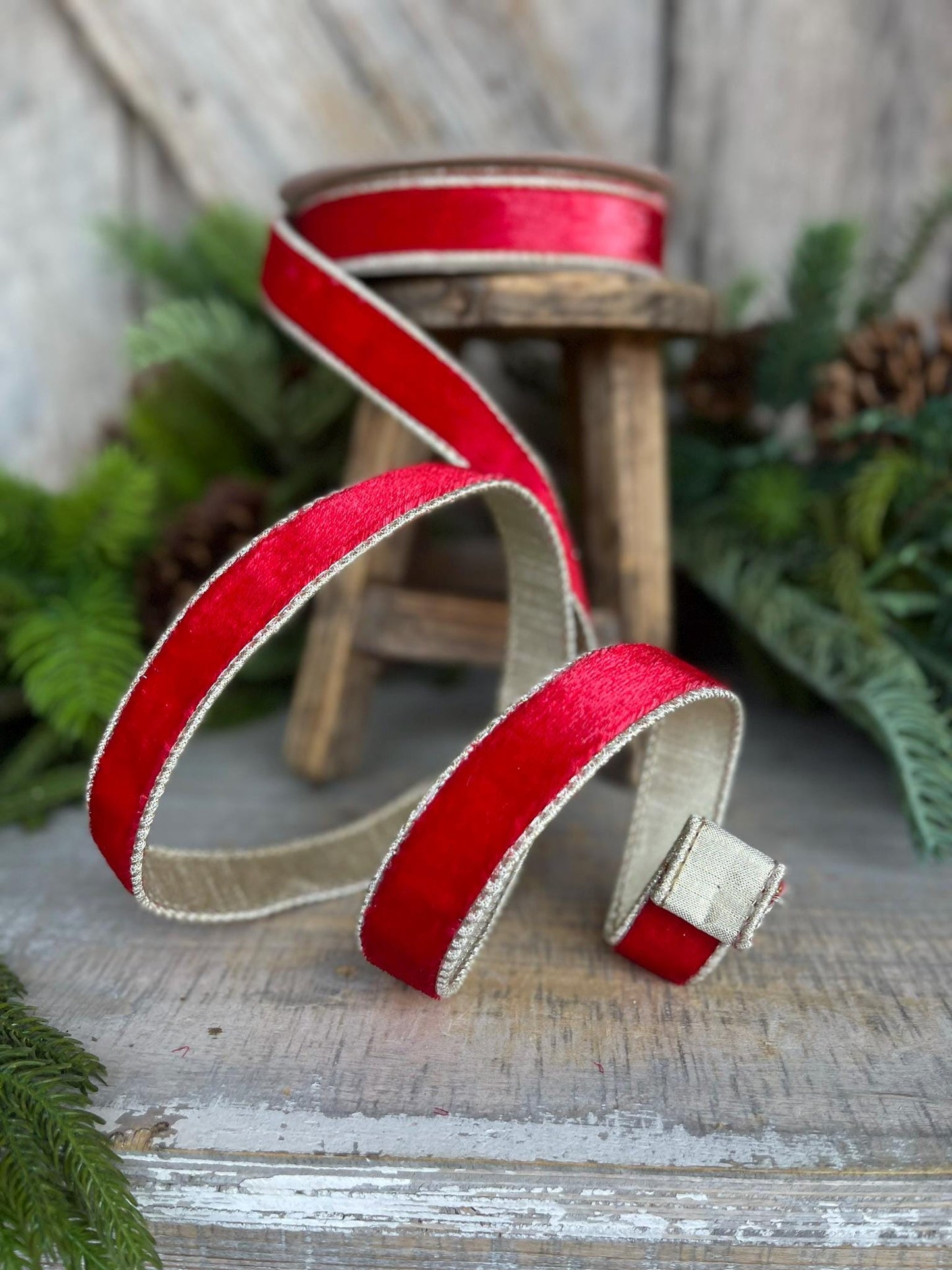 1" Red Velvet Sheen Ribbon, Farrisilk Ribbon, Red Velvet Ribbon