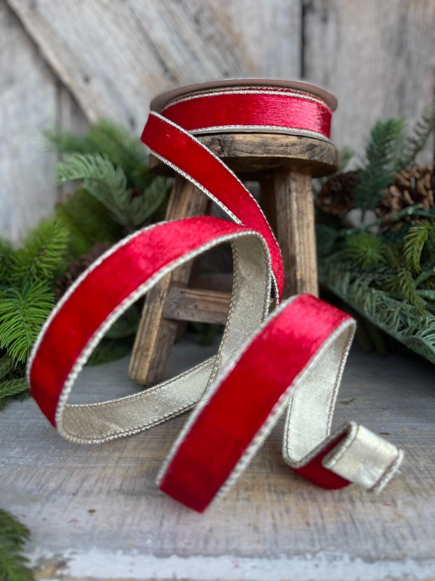 1" Red Velvet Sheen Ribbon, Farrisilk Ribbon, Red Velvet Ribbon