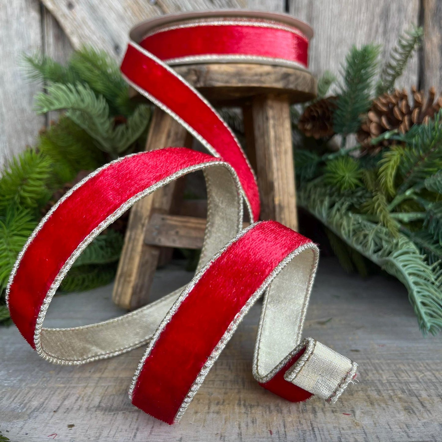 1" Red Velvet Sheen Ribbon, Farrisilk Ribbon, Red Velvet Ribbon