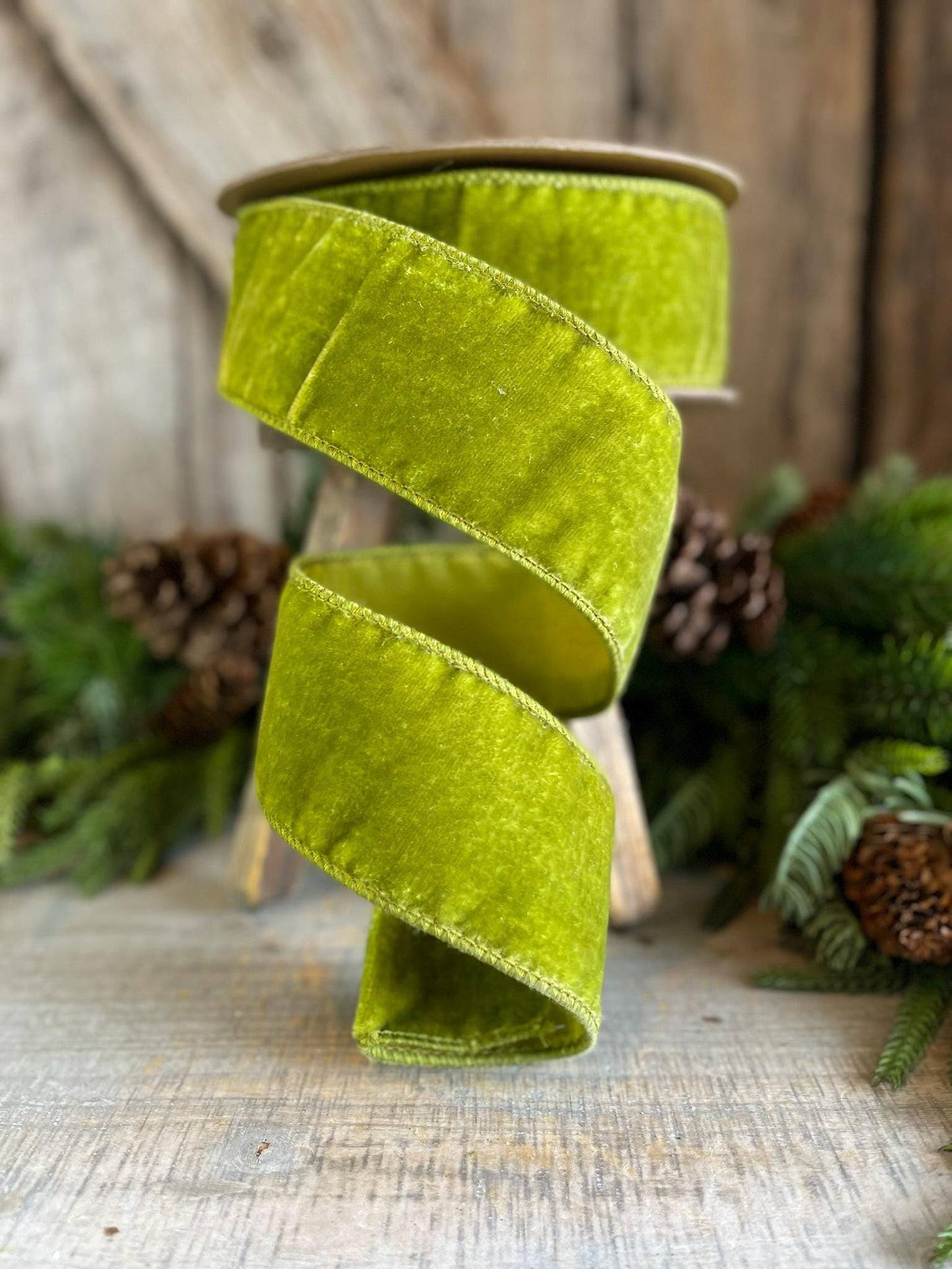 2.5 Lime Green Velvet, Farrisilk Velvet Ribbon, Farrisilk Ribbon