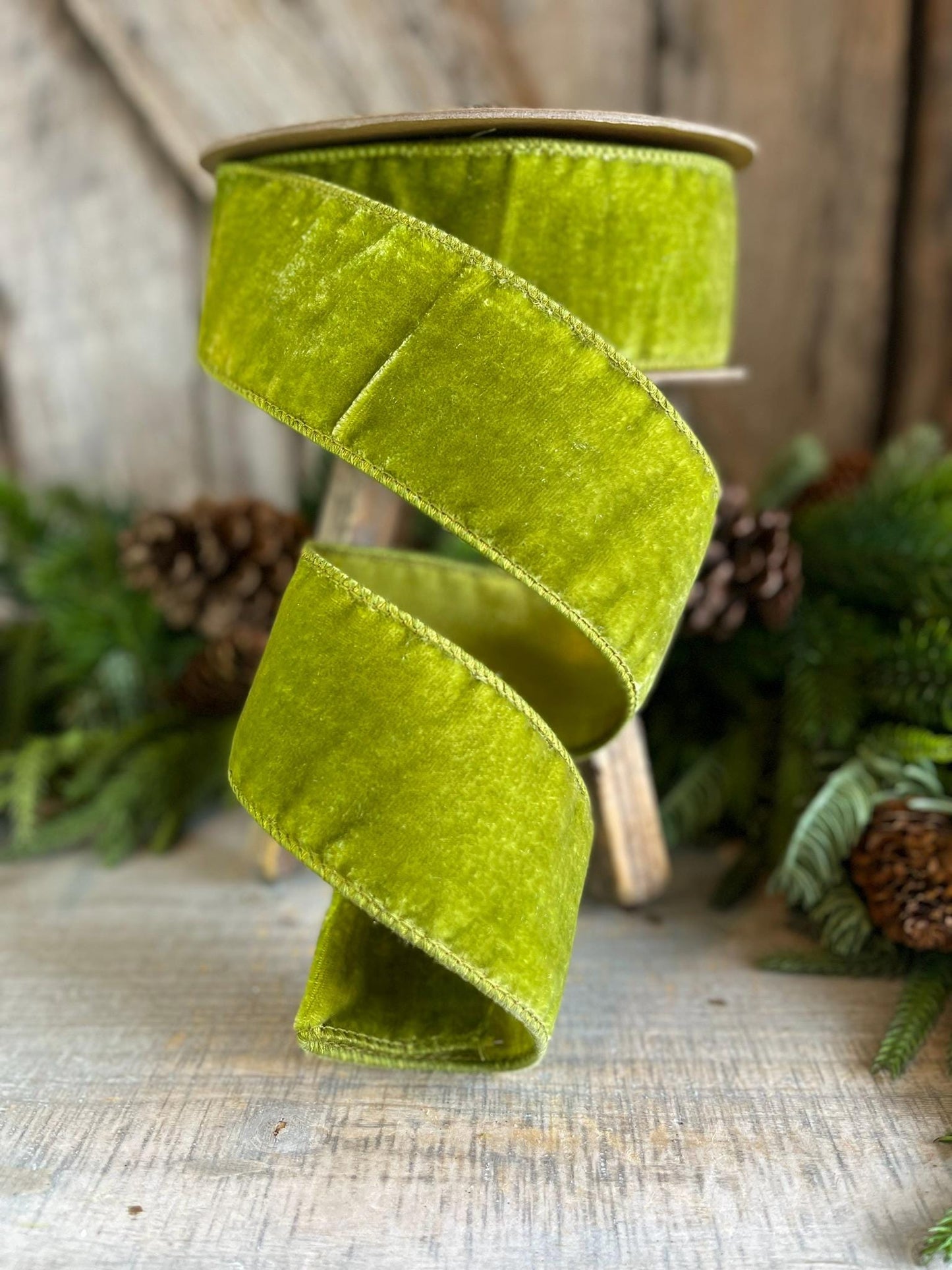 2.5 Lime Green Velvet, Farrisilk Velvet Ribbon, Farrisilk Ribbon