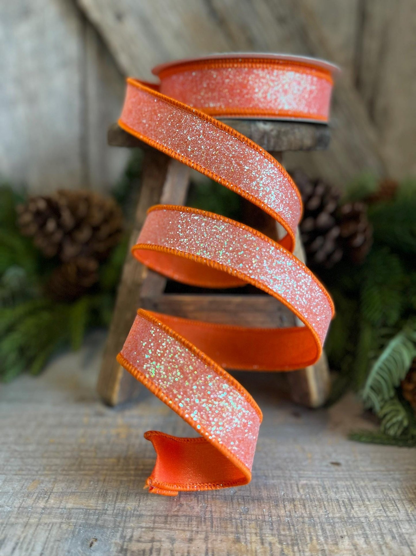 1" Orange Sugar Frost Ribbon, Farrisilk Ribbon, Orange Ribbon