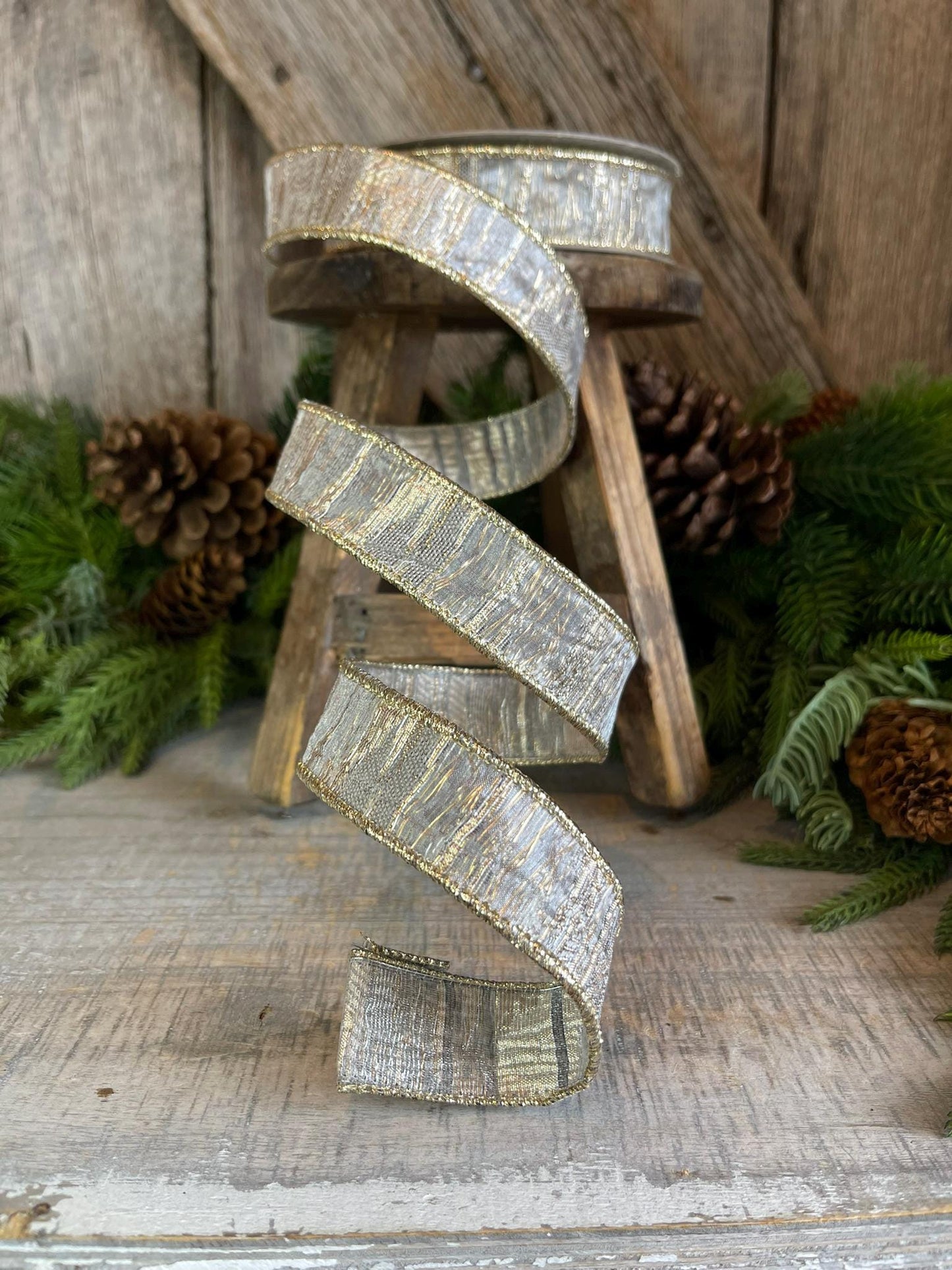 1" Pewter RIbbon, Farrisilk Ribbon, 1" Smokey Quartz Ribbon