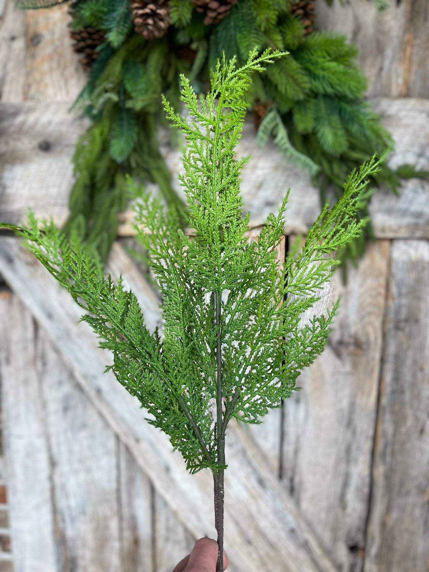 24" Real Touch Cedar Spray, Cedar Pine Spray, Christmas Greenery Spray