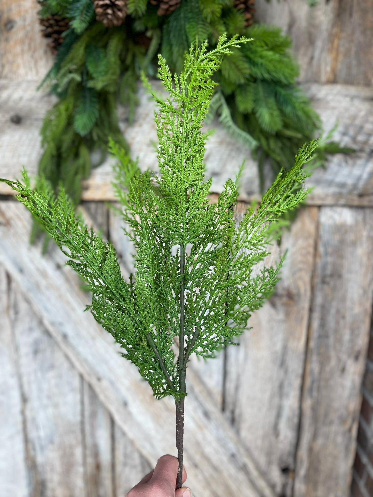 24" Real Touch Cedar Spray, Cedar Pine Spray, Christmas Greenery Spray