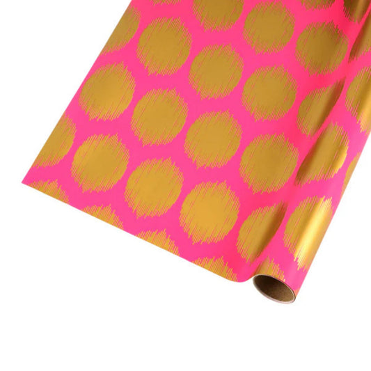 30" x 10' Hot Pink and Gold Wrapping Paper, Pink and Gold Wrapping Paper, Christmas Wrapping Paper