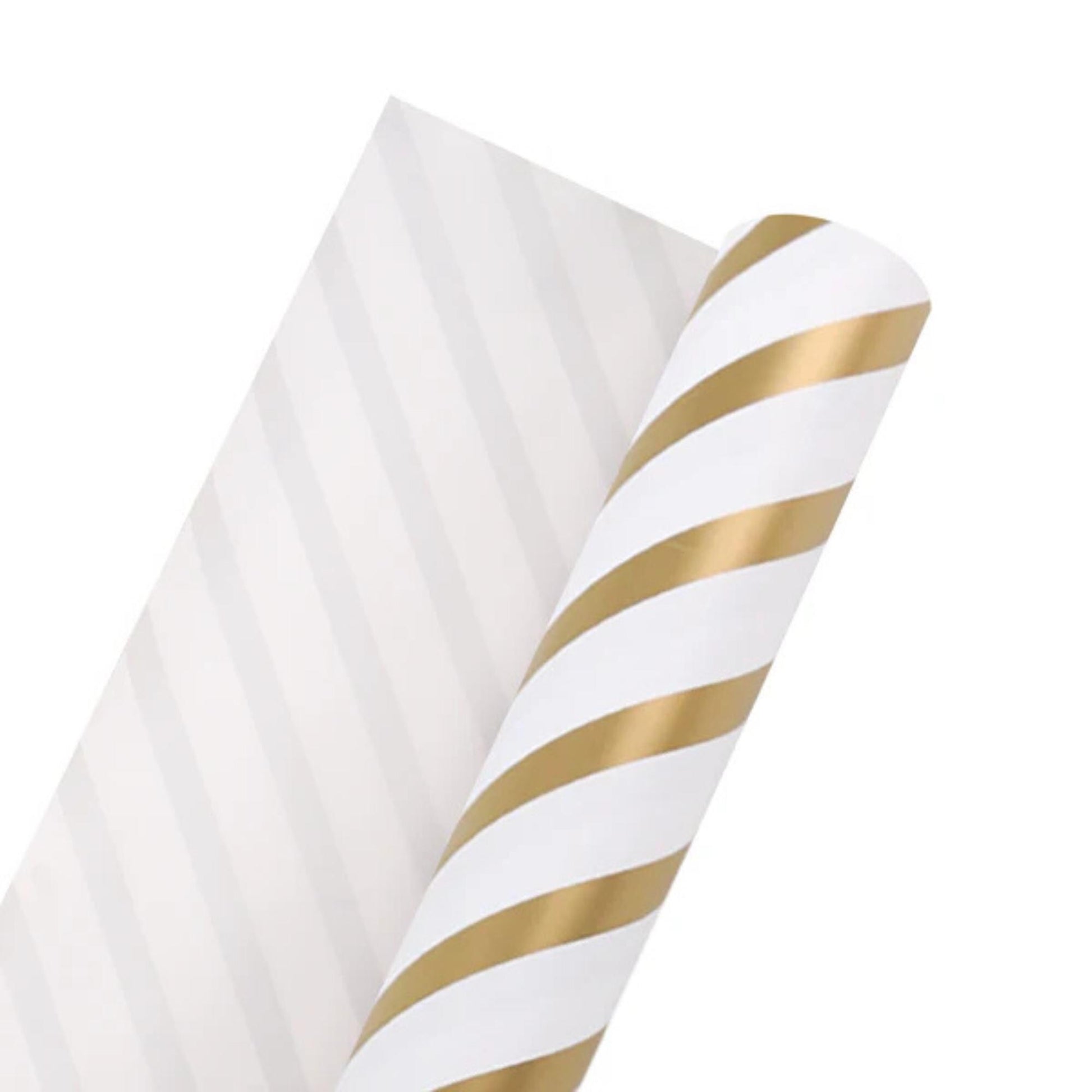 30" x 10' White Gold Diagonal Stripe Wrapping Paper, White and Gold Wrapping Paper, Christmas Wrapping Paper