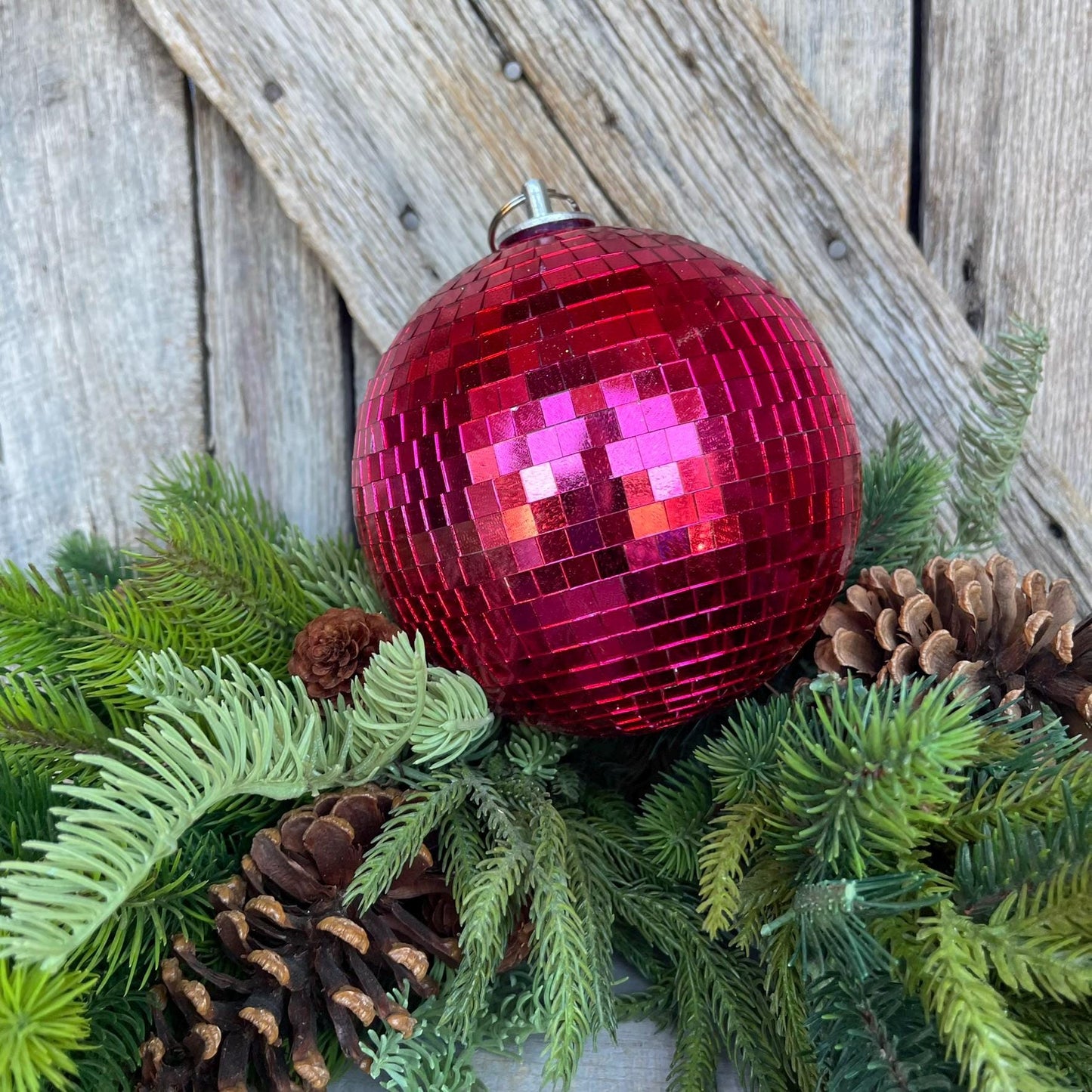 6" Hot Pink Disco Ball Ornament, Hot pink Disco Ball, Large Pink Ornament
