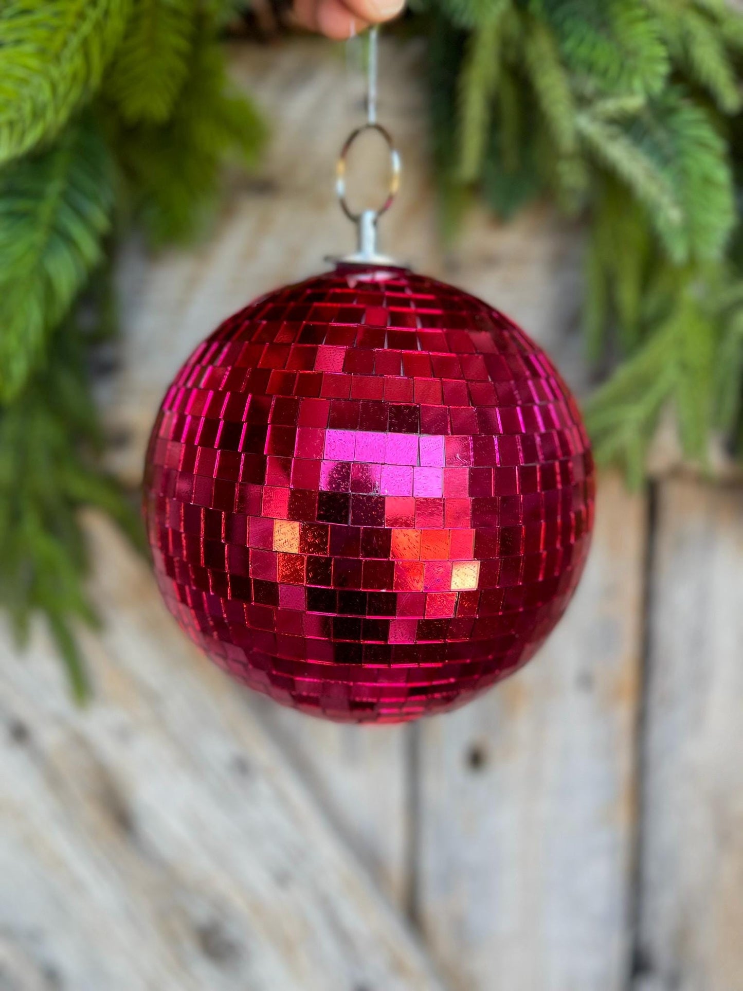 6" Hot Pink Disco Ball Ornament, Hot pink Disco Ball, Large Pink Ornament