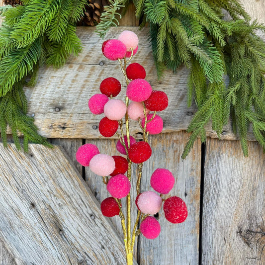 26" Pink Red Ball Spray, Pink Christmas Ball Spray, Pinkmas Tree Spray