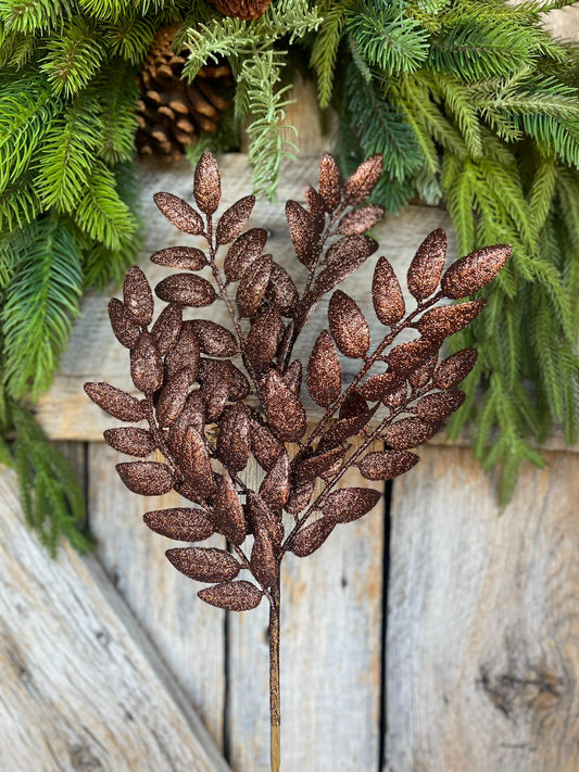 22" Chocolate Brown Honey Locust Spray, Christmas Spray, Christmas Tree Spray