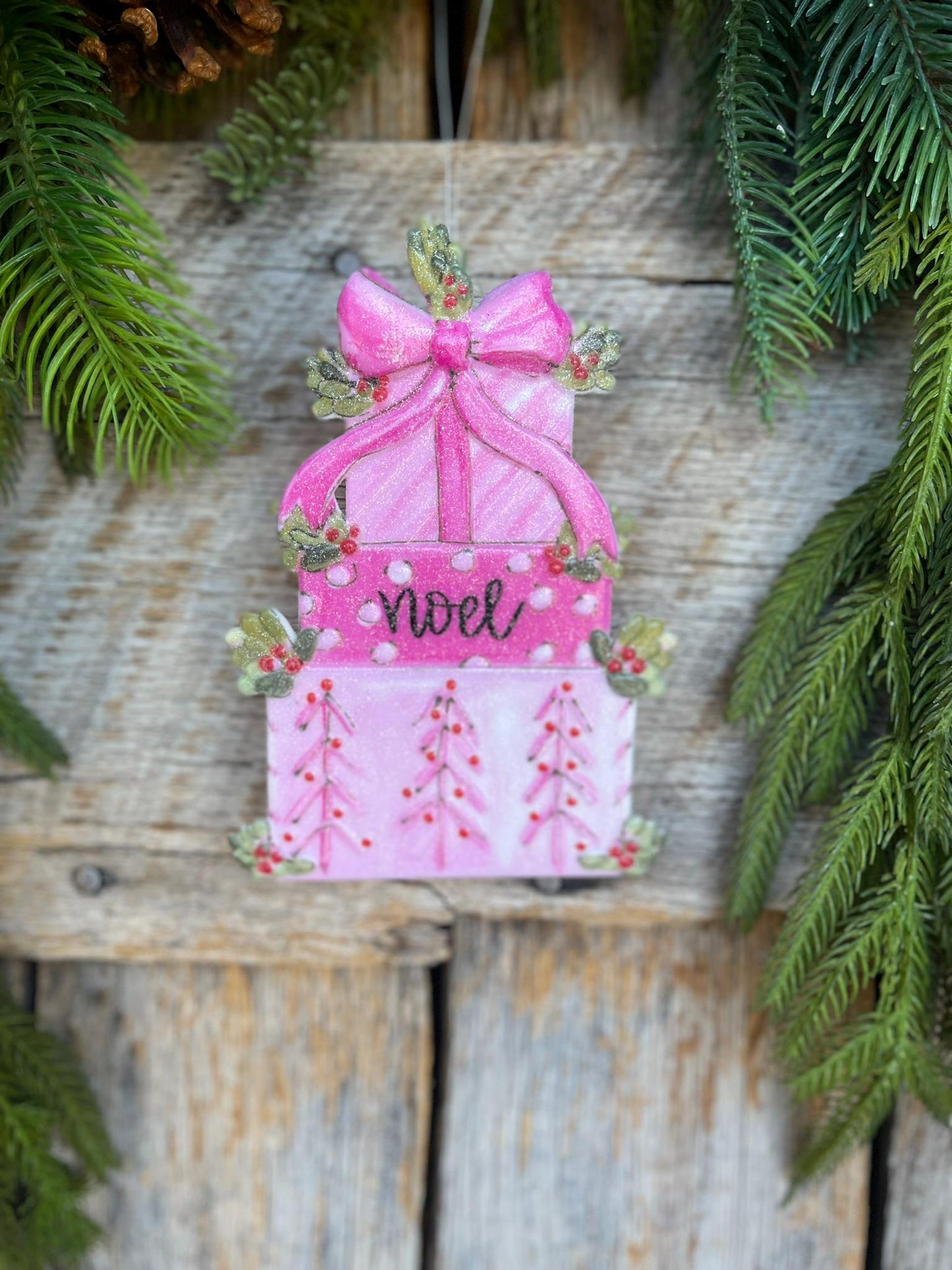 6" Pink Present Ornament, Pink Christmas Ornaments, Pinkmas Ornaments