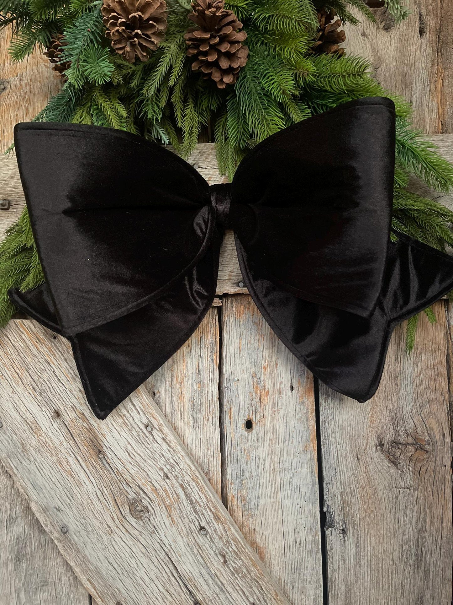 24" Black Velvet Bow, Farrisilk Bow, Tree Bow