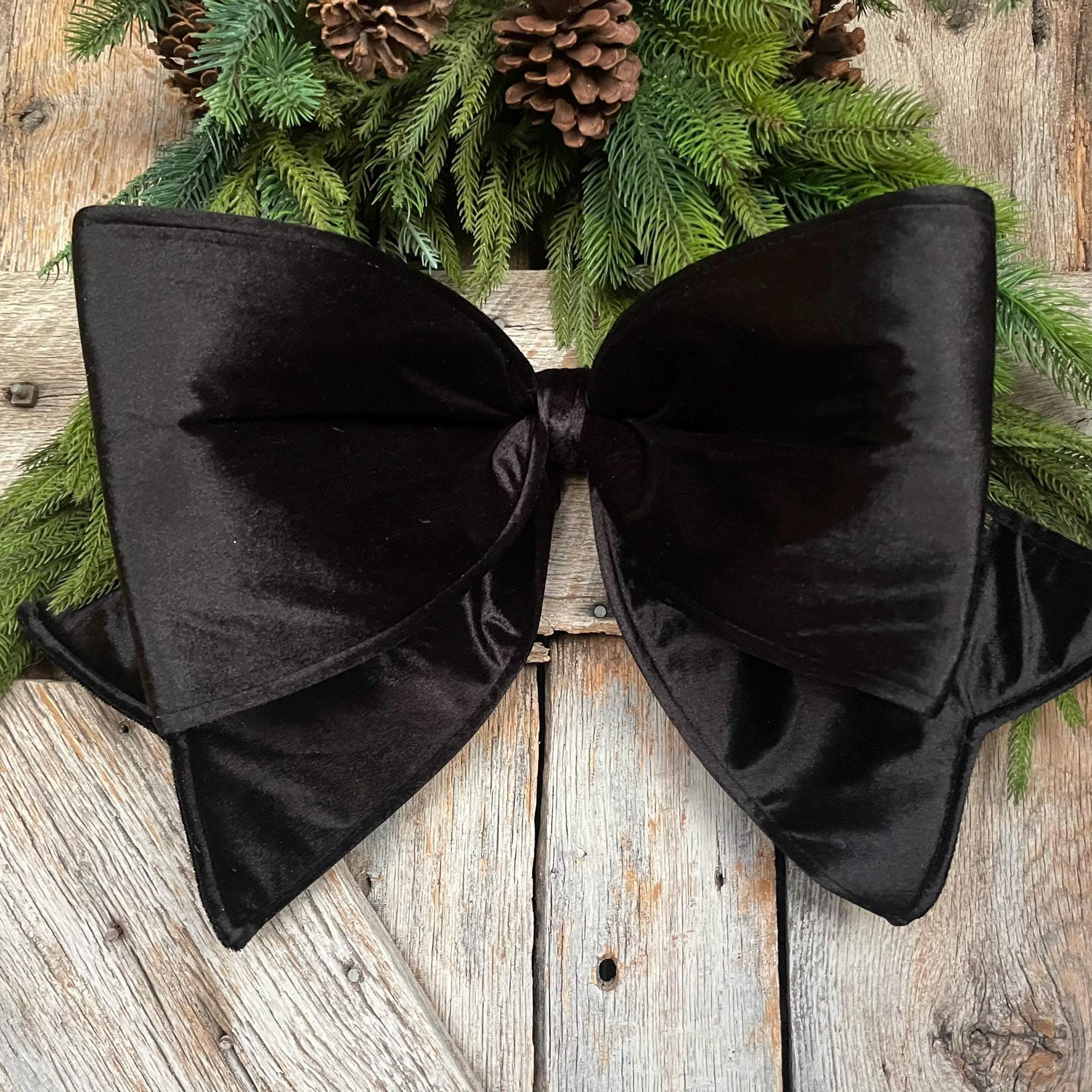 24" Black Velvet Bow, Farrisilk Bow, Tree Bow