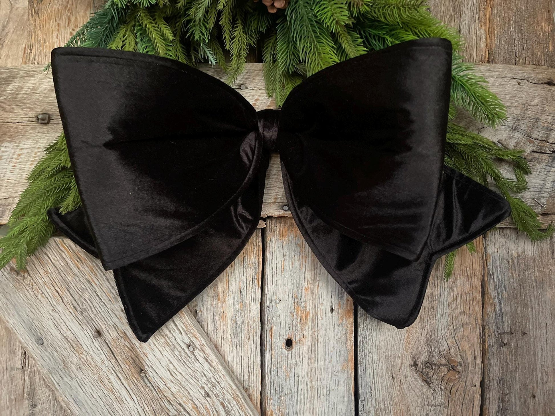 24" Black Velvet Bow, Farrisilk Bow, Tree Bow