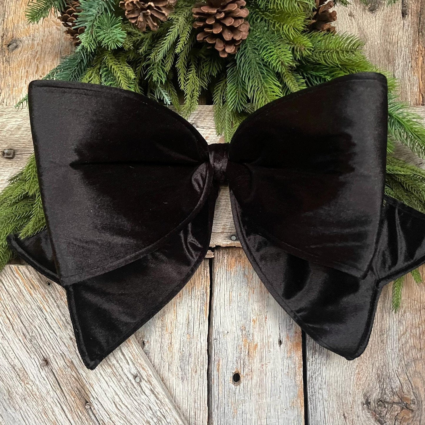 24" Black Velvet Bow, Farrisilk Bow, Tree Bow
