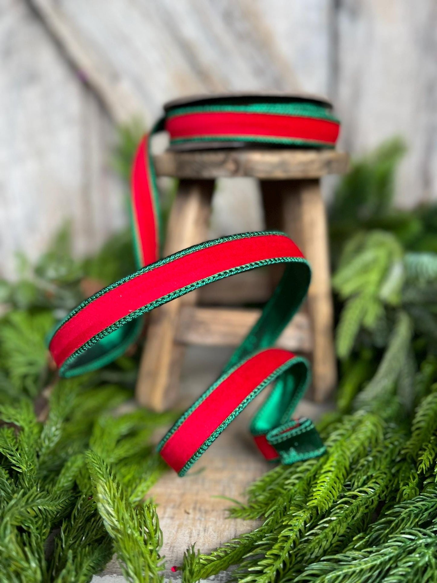 7/8" Red Emerald Velvet, 2 Tone Velvet