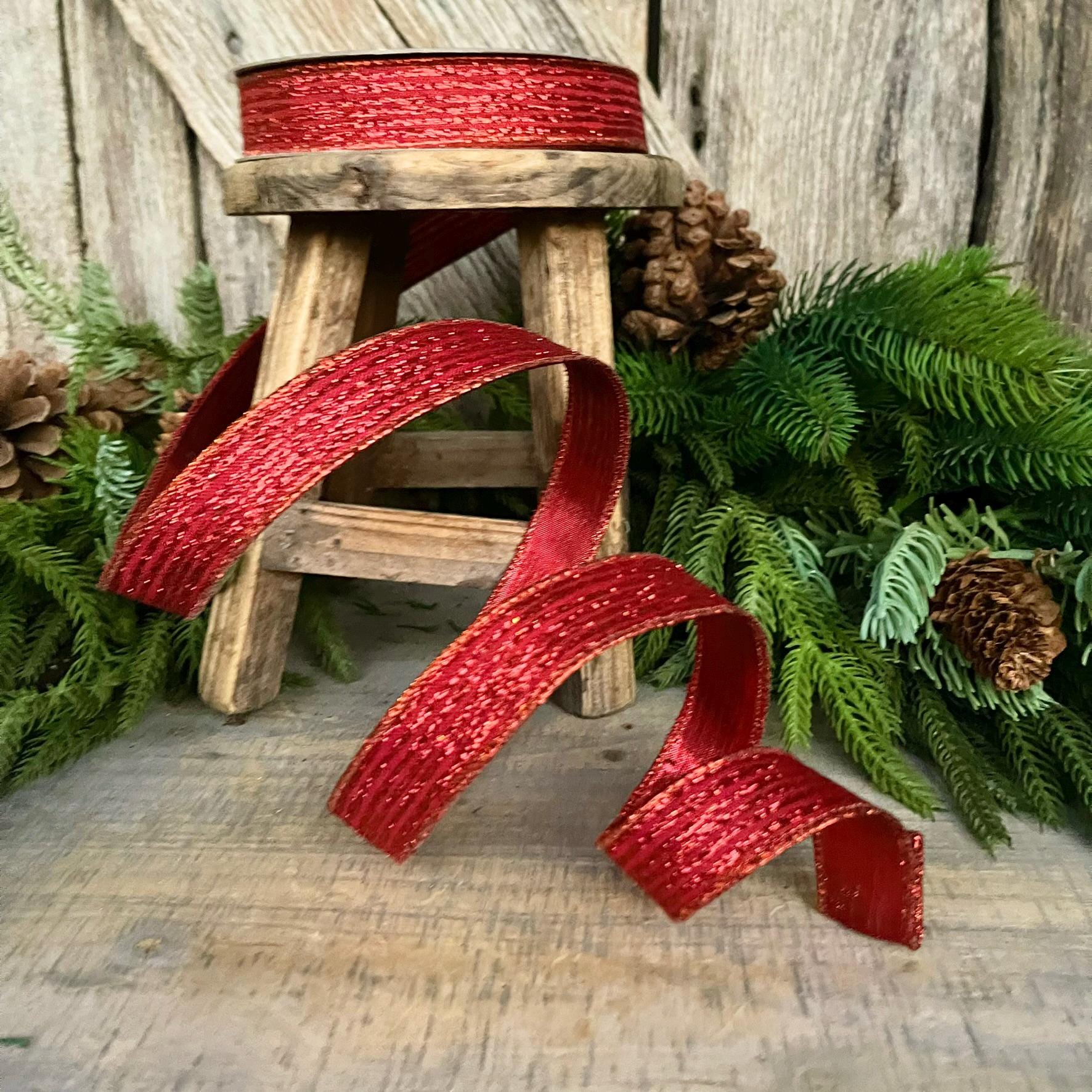 1" Red Ribbon, Farrisilk Ribbon, Red Random Stripes RIbbon