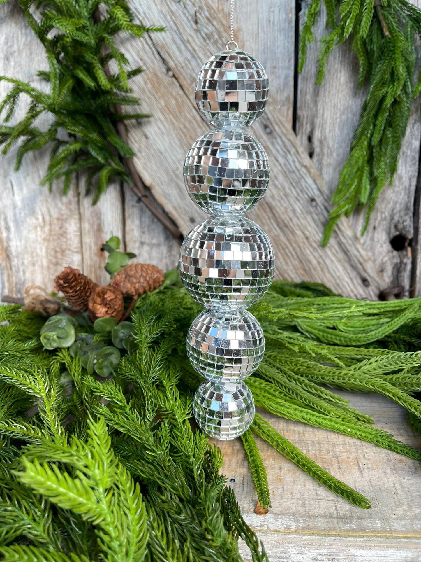 9" Disco Ornament, Mirror Ball Ornament, Silver Disco Ornament