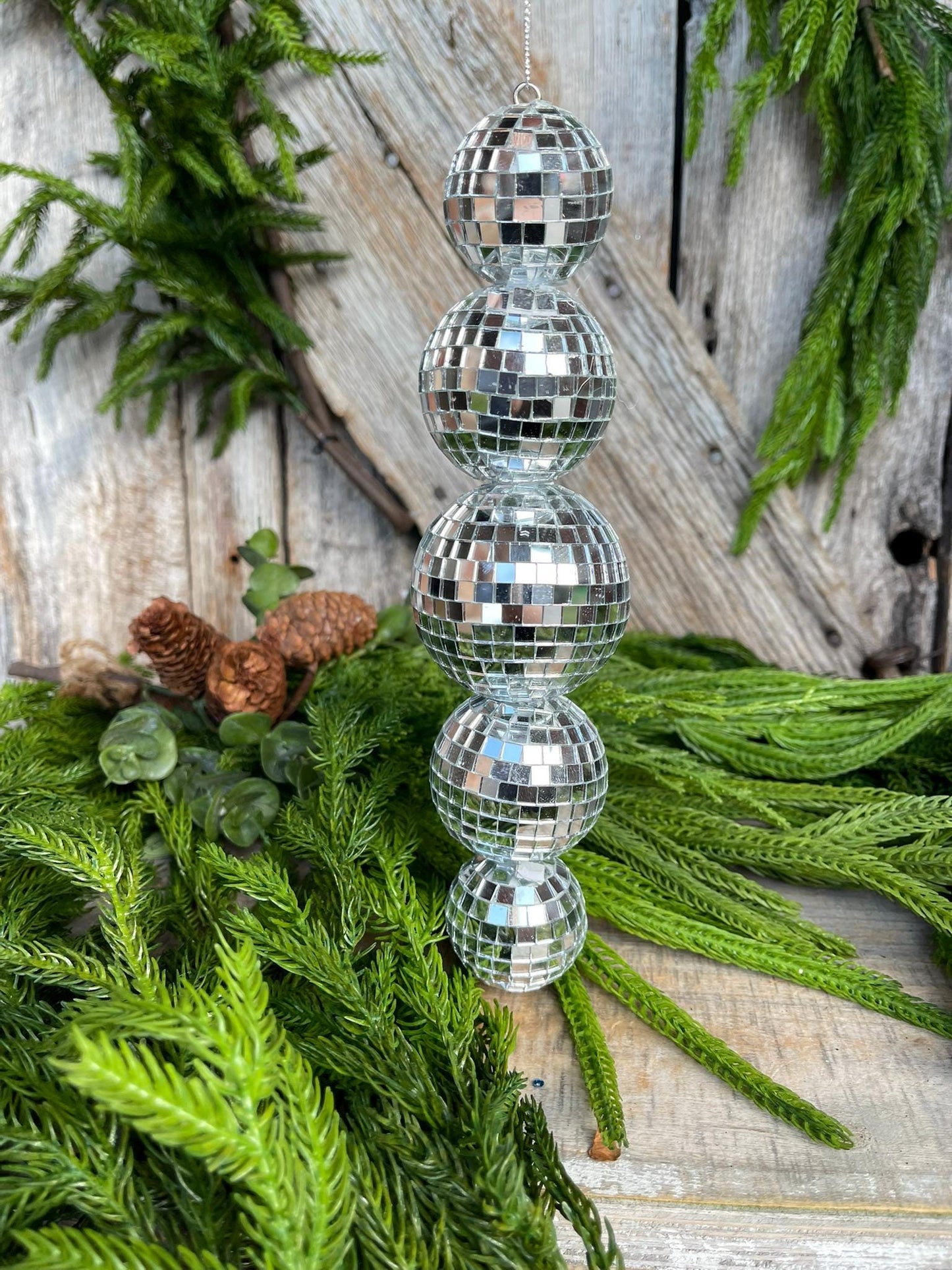 9" Disco Ornament, Mirror Ball Ornament, Silver Disco Ornament