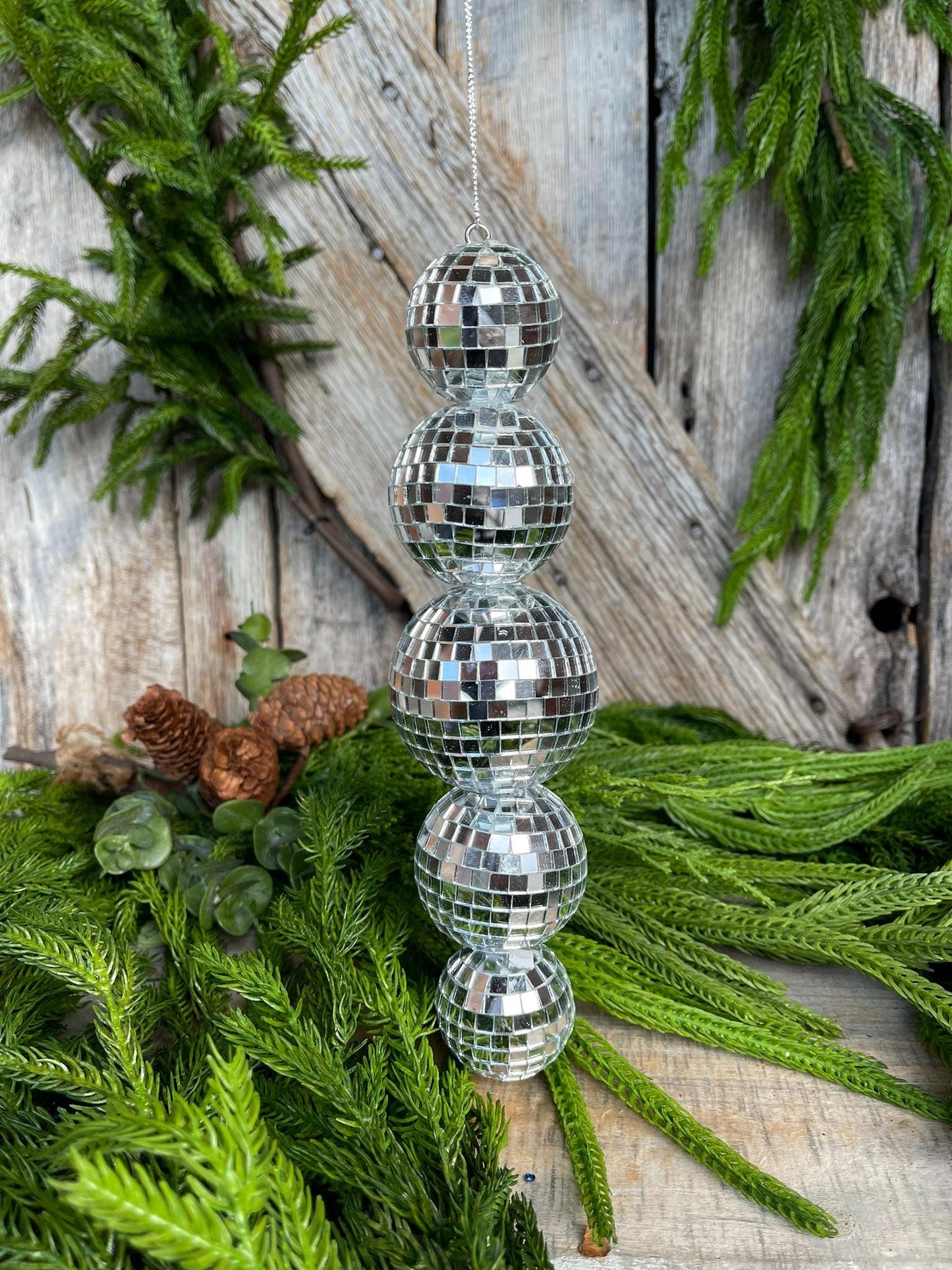 9" Disco Ornament, Mirror Ball Ornament, Silver Disco Ornament