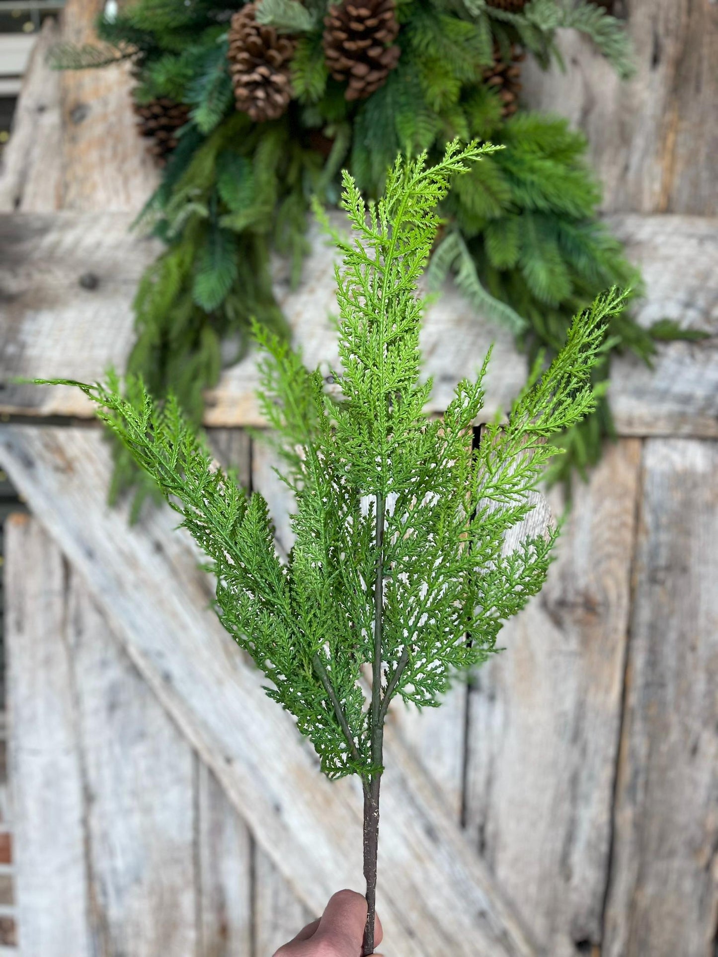 24" Real Touch Cedar Spray, Cedar Pine Spray, Christmas Greenery Spray