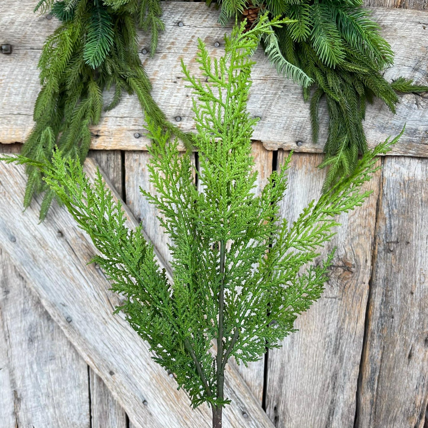 24" Real Touch Cedar Spray, Cedar Pine Spray, Christmas Greenery Spray