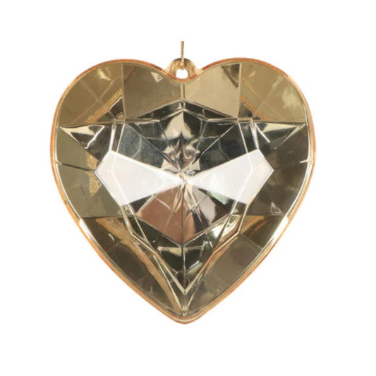 8" Gold Heart Jewel Ornament, Farrisilk Heart Ornament, Valentine Heart