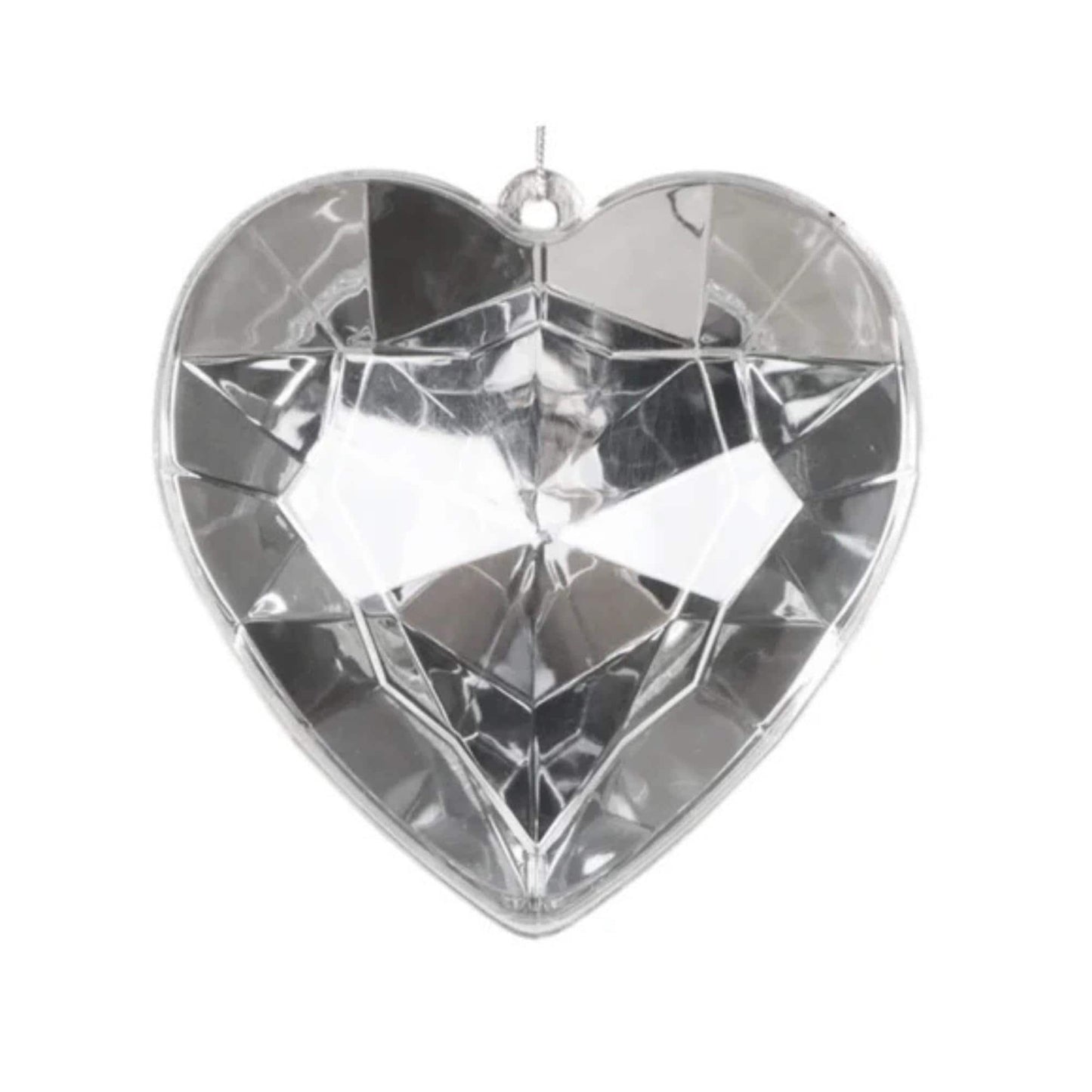 8" Clear Heart Jewel Ornament, Farrisilk Heart Ornament, Valentine Heart