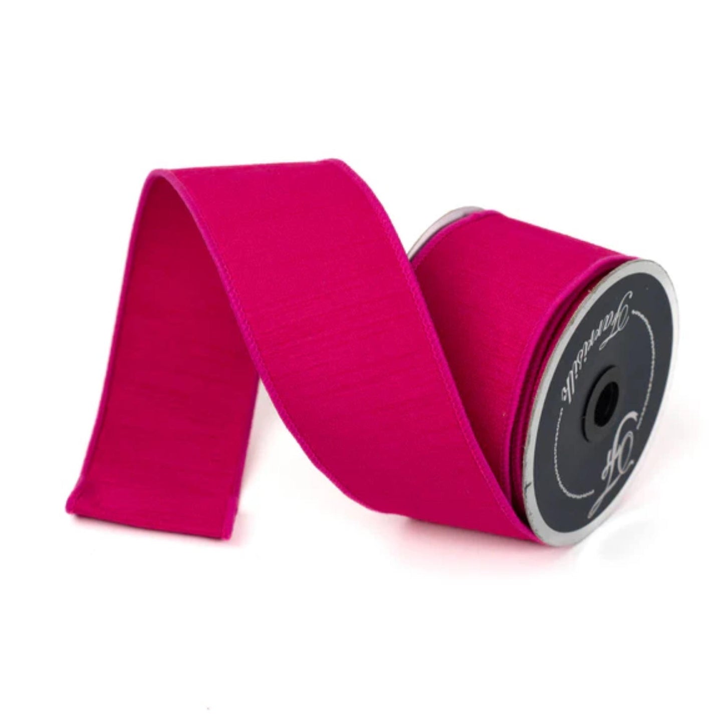 2.5” Hot Pink Dupion Ribbon, Farrisilk ribbon, wired ribbon, Spring Ribbon, Easter Ribbon, pink ribbon, Fuchsia Ribbon, RK609-08