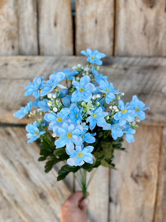 20" Light Blue Daisy Bush, Spring Floral Bush, Artificial Florals