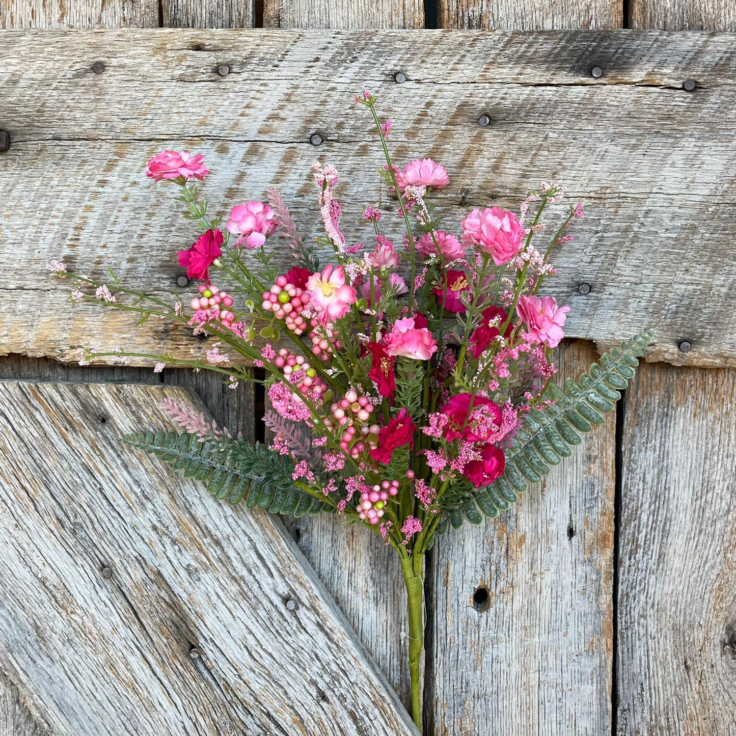 20" Pink Mixed Wild Flower Bush, Floral Filler Spray, Spring Florals, Artificial Floral Spray, Wreath Supply, Floral Supply, 64847-PKBTY
