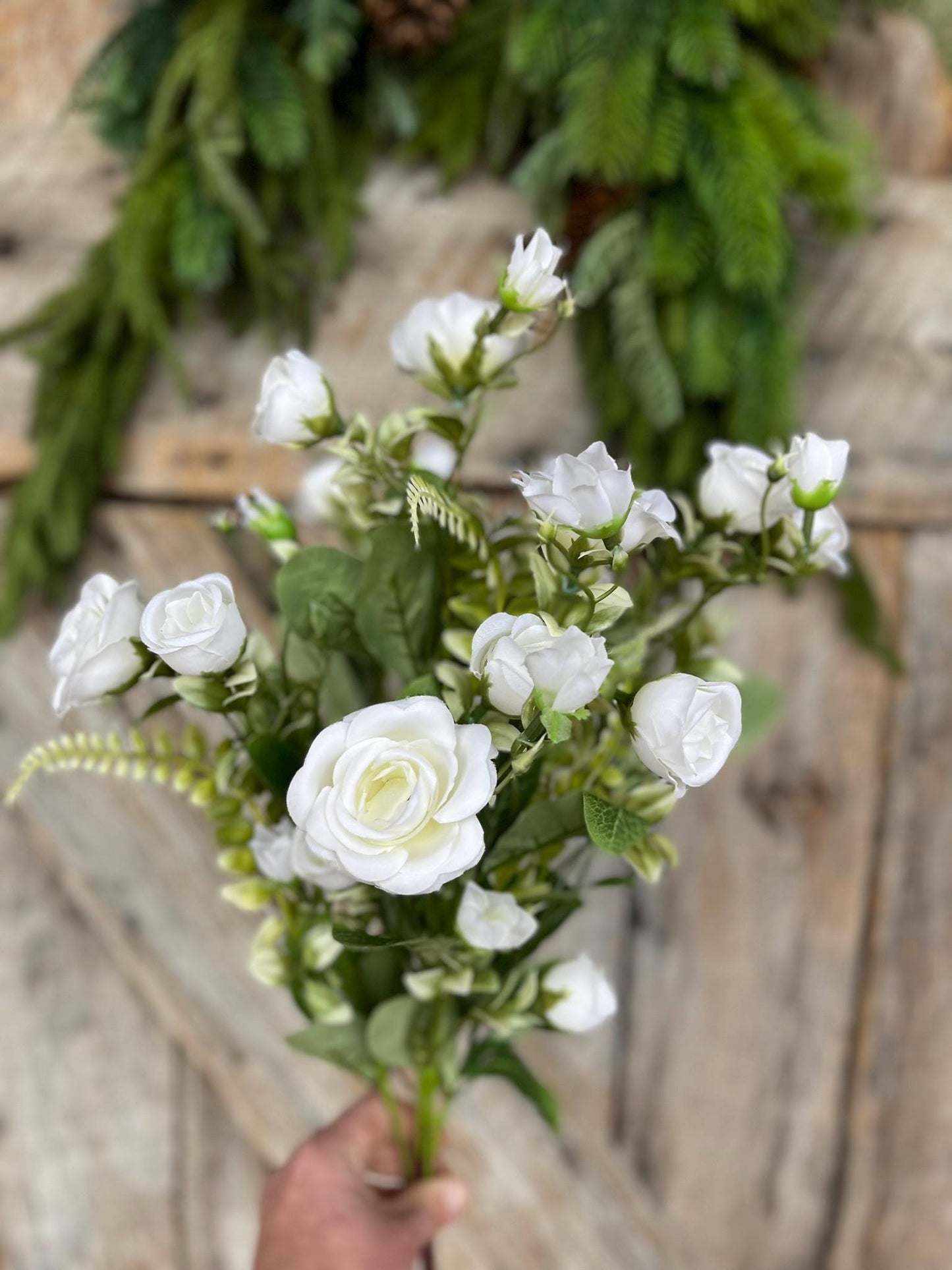 22" White Rose Bush, Artificial Rose Bush, White Roses, White Rose Buds, Wreath Supply, Floral Supply, White Roses, Valentine Bush