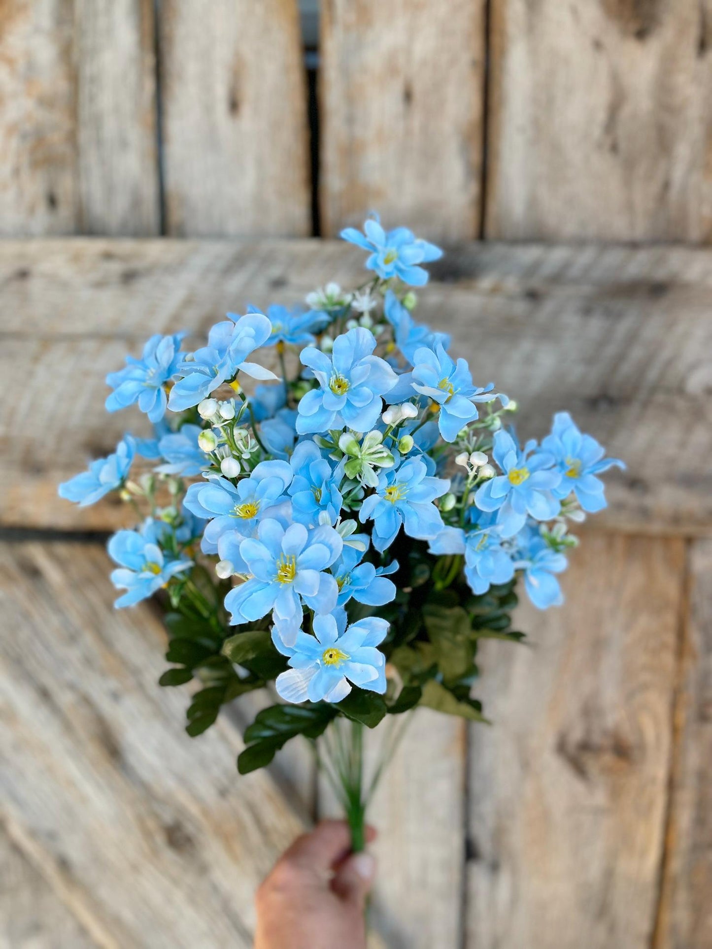 20" Light Blue Daisy Bush, Spring Floral Bush, Artificial Florals