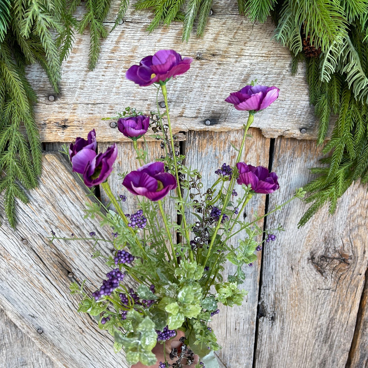 21" Purple Poppy Floral Spray, Violet Purple Floral Spray, Poppy Spray, Purple Artificial Florals, Dark Purple Florals, 63429PU