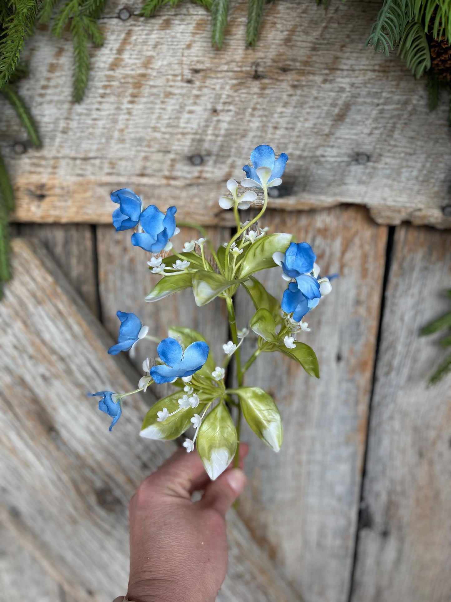12" Blue Wild Flower Pick, Blue Floral, Artificial floral picks, wreath supply, craft supply, floral supply, 35181BL