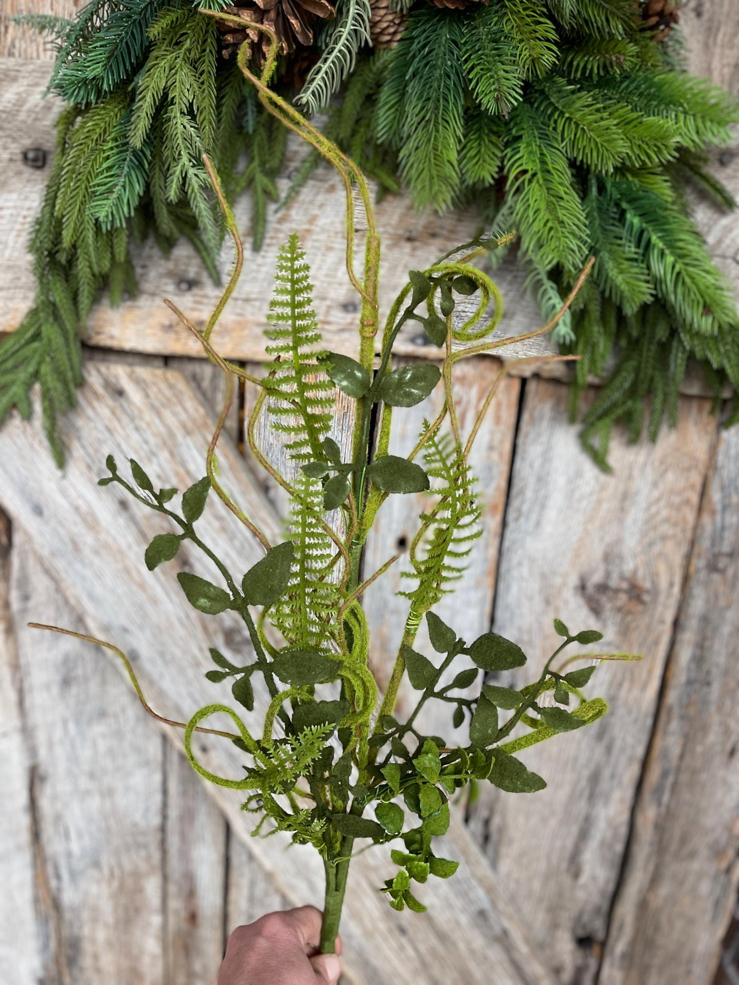 28" Moss Flocked Mixed greenery bush, wreath supply, home decor