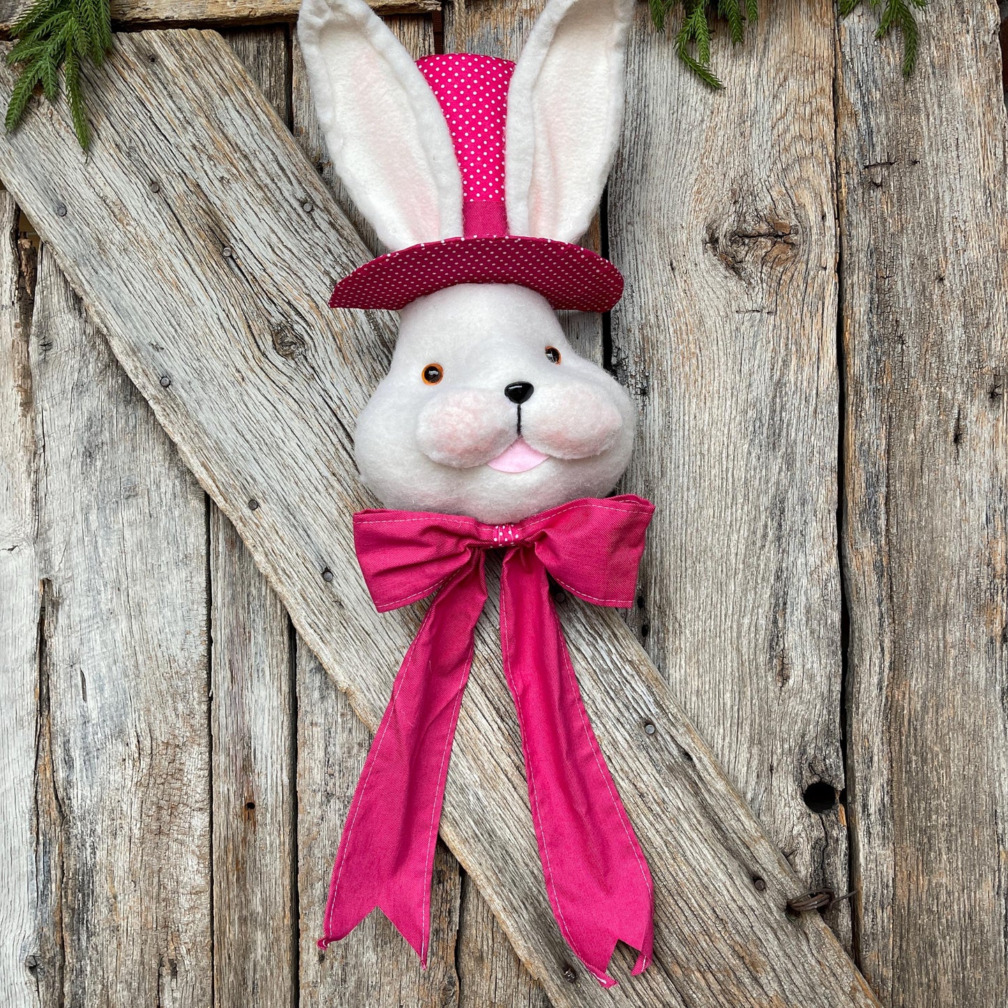 22" Hot Pink Bunny Top Hat Ornament, Easter Decor, Easter Bunny, Bunny Head, Bunny Ornament, Wreath Attachment, Wreath Supply, 63535BT